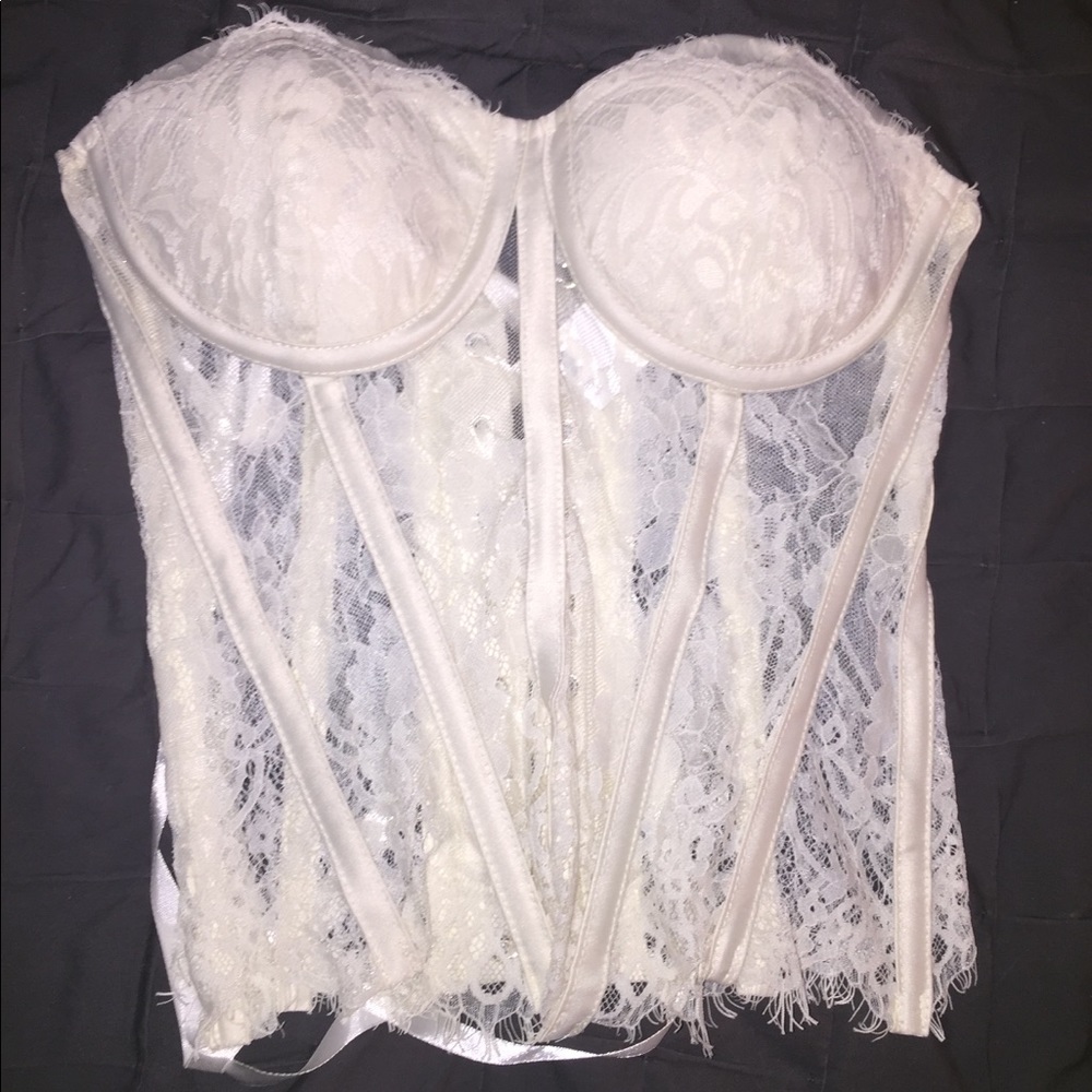 NWT Say what? White corset. Satin ties size xs